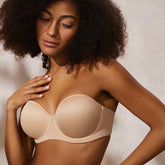 Seamless Strapless Bra for Big Busts with Secure Silicone Trim & Underwire